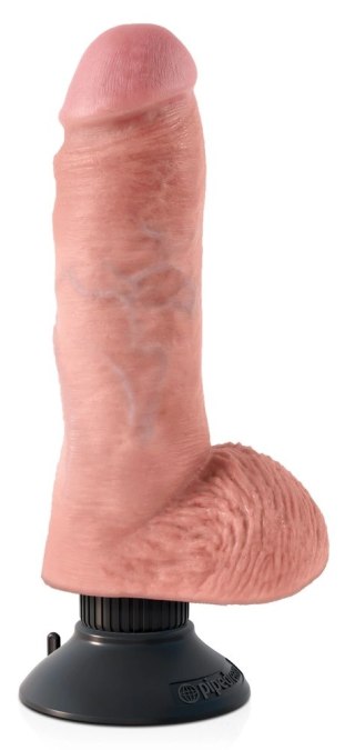 King Cock Wibrator Anatomiczny 24 cm z Przyssawką Jasny Kolor Skory
