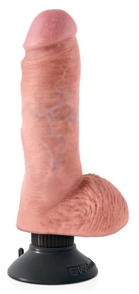 King Cock Wibrator Anatomiczny 24 cm z Przyssawką Jasny Kolor Skory