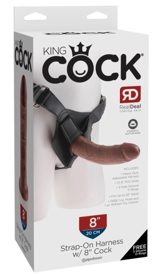 Pipedream King Cock Uprząż z nasadką 20 cm ciemna, system regulacji