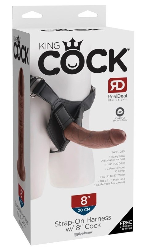 Pipedream King Cock Uprząż z nasadką 20 cm ciemna, system regulacji