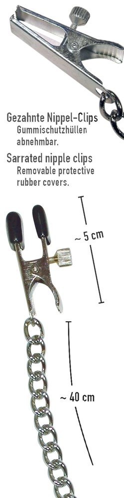 Fetish Collection Łańcuch metalowy z regulowanymi zaciskami 30 cm