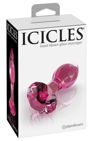 Icicles Szklany Stożkowy Korek Anatomiczny Rożowy 9cm