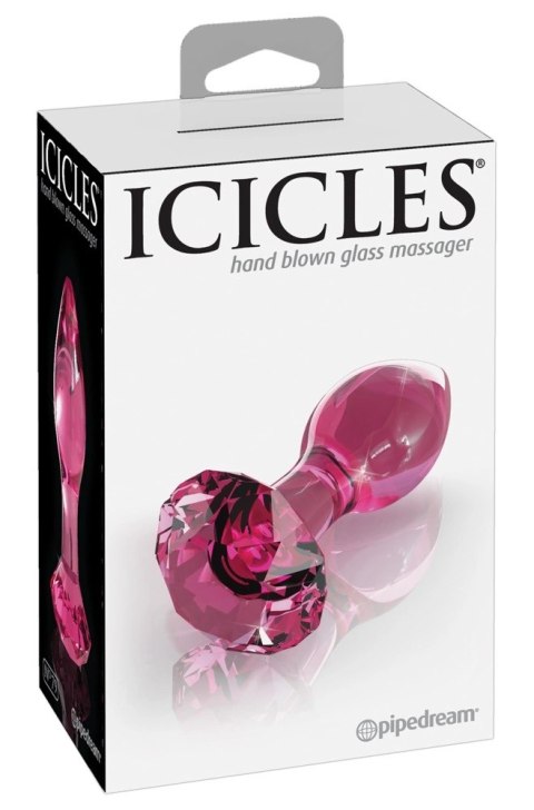 Icicles Szklany Stożkowy Korek Anatomiczny Rożowy 9cm