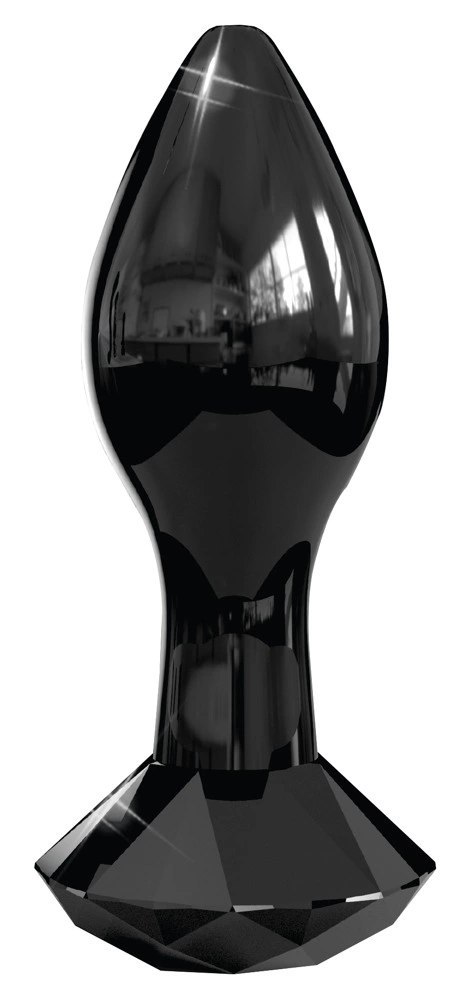 Icicles Szklany stożkowy korek z ozdobnym kryształem 9 cm czarny