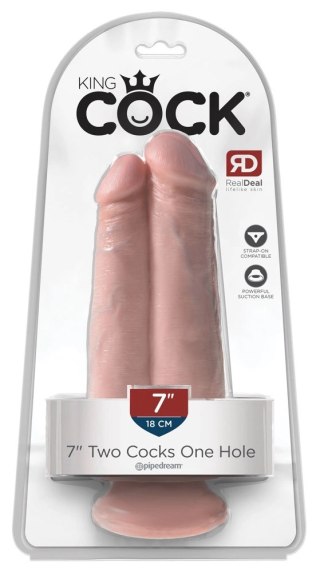 King Cock Double Model 18 cm jasny - anatomiczna maszyna intymna z przyssawką