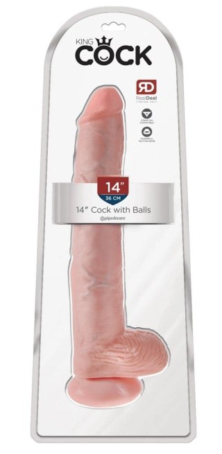 King Cock Duży model anatomiczny z przyssawką 36 cm jasny beż