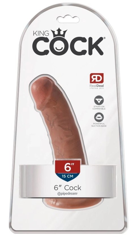 King Cock Model 15 cm z przyssawką, ciemny odcień skory