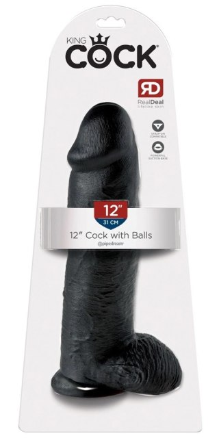 Pipedream King Cock Czarny model z jądrami 30 cm przyssawka PVC