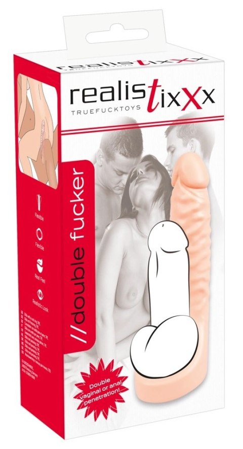 Realistixxx Double Fucker - Pierścień elastyczny z anatomiczną nakładką 18 cm