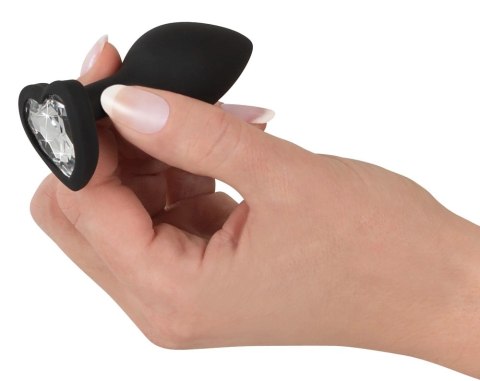 You2Toys Korek silikonowy serce z kryształem 7,3 cm czarny