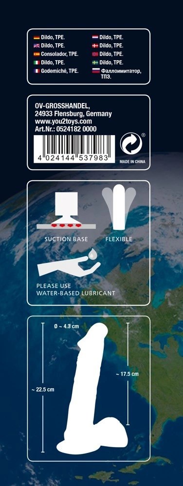 European Lover model z przyssawką, jasny beż, 22,5 cm