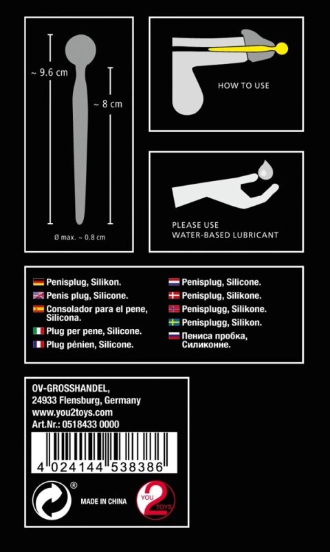 You2Toys Model Blue silikonowa sonda intymna z kulką 9,6 cm