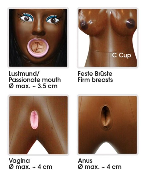 You2Toys Tyra lalka pneumatyczna 152 cm ciemna karnacja 3D twarz