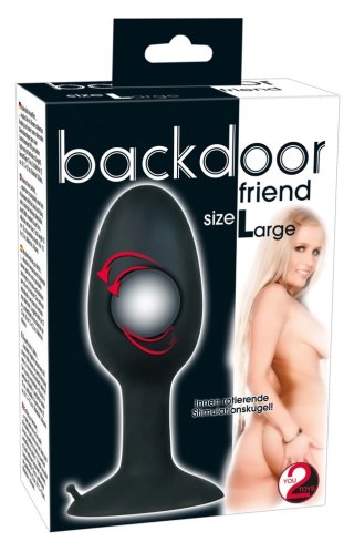 Backdoor Friend Large - silikonowy korkowy model z kulą wewnętrzną, czarny