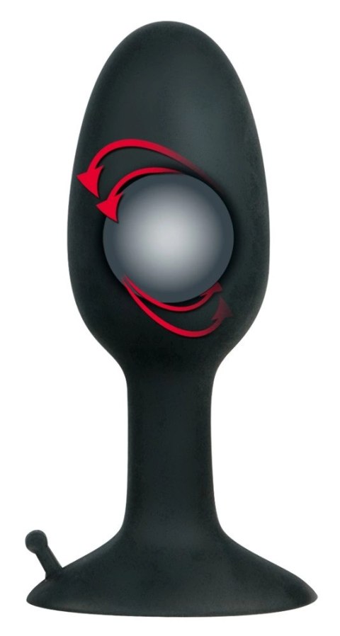 Backdoor Friend mały silikonowy korek z kulką stymulacyjną 8 cm czarny