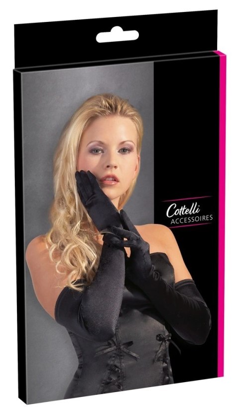 Cottelli Accessories długie satynowe rękawiczki czarne S-L