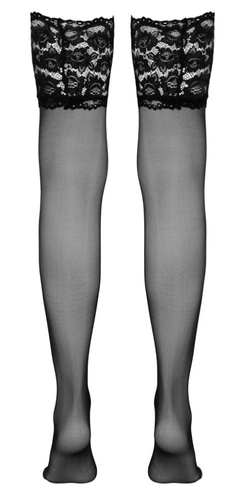 Cottelli Legwear Pończochy Czarny Szeroki Koronkowy Top M/L