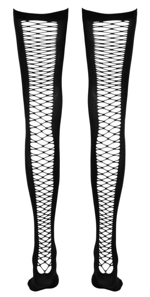 Cottelli Legwear Pończochy czarne z siateczką z tyłu M/L