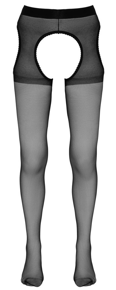 Cottelli Legwear czarne rajstopy z pasem koronkowym S/M
