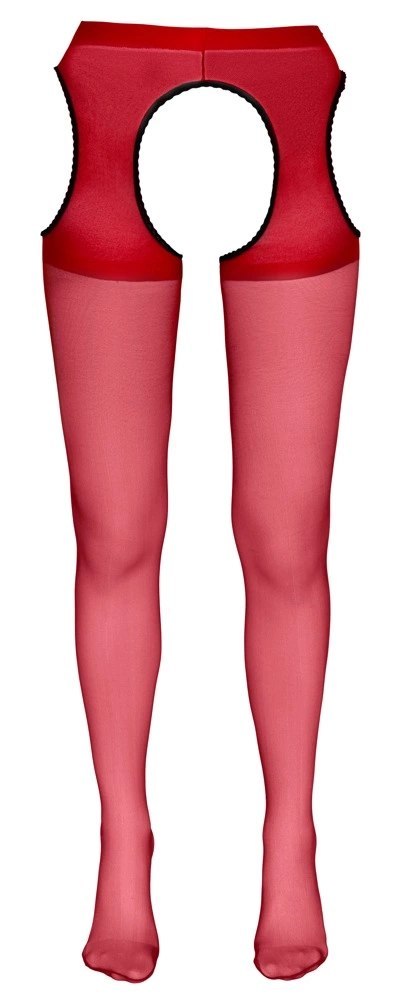 Cottelli Legwear rajstopy z pasem do pończoch czerwone S/M