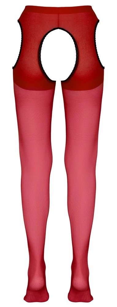 Cottelli Legwear rajstopy z pasem do pończoch czerwone S/M