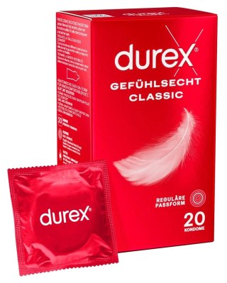 Durex Classic Lateksowe Prezerwatywy 20 szt. Wyprofilowane 56 mm