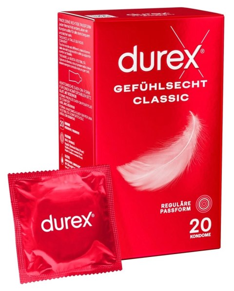 Durex Classic Lateksowe Prezerwatywy 20 szt. Wyprofilowane 56 mm