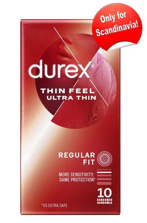 Durex Feel Thin Prezerwatywy 10 szt. - Wyjątkowo Cienkie i Wytrzymałe