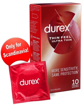Durex Feel Thin Prezerwatywy 10 szt. - Wyjątkowo Cienkie i Wytrzymałe