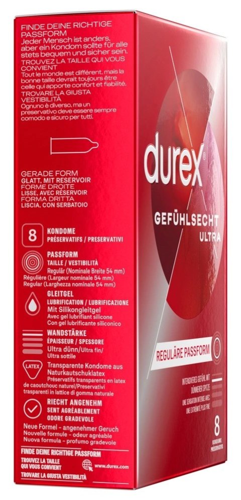 Durex Gefuhlsecht Ultra Prezerwatywy Lateksowe 20% Cieńsze 8 szt.