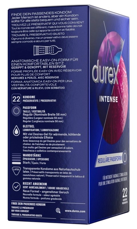 Durex Intense Orgasmic 22 szt. prążkowane miętowe prezerwatywy