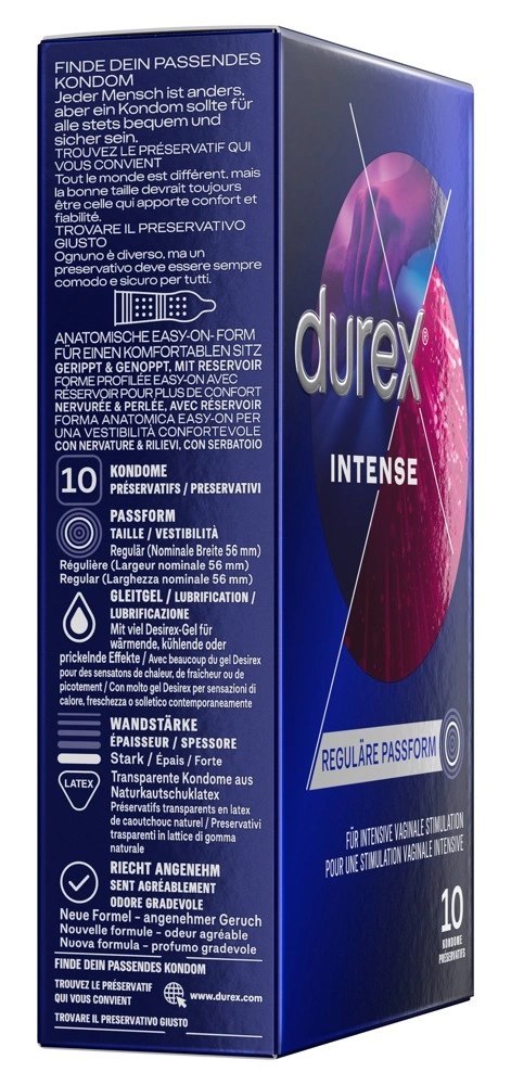 Durex Intense Orgasmic Miętowe Prążkowane Prezerwatywy 10 szt.