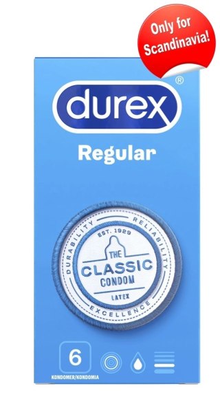 Durex Regular 6 szt. - prezerwatywy klasyczne, nawilżane, lateksowe