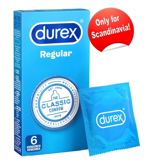 Durex Regular 6 szt. - prezerwatywy klasyczne, nawilżane, lateksowe