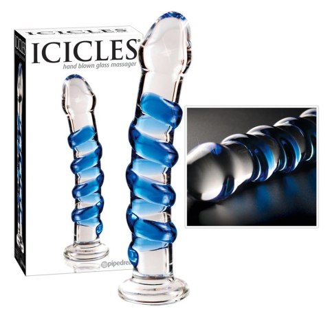 Icicles Model 24 Szklana Maszyna Intymna Zakrzywiona z Wypustkami 18,5 cm