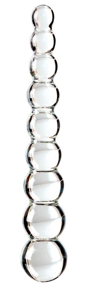 Icicles model 9 - Szklany zestaw koralikow w 9 rozmiarach, przezroczysty