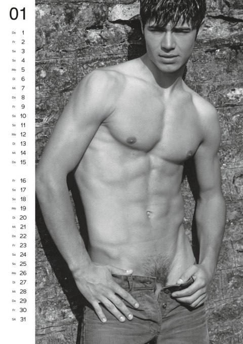 Orion Brand Kalendarz PIN-UP Mężczyźni 12 Miesięcy A3 czarno-biały