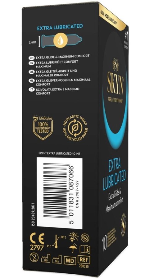 SKYN Extra Lubricated - Prezerwatywy nielateksowe, intensywne nawilżenie, 10 szt.