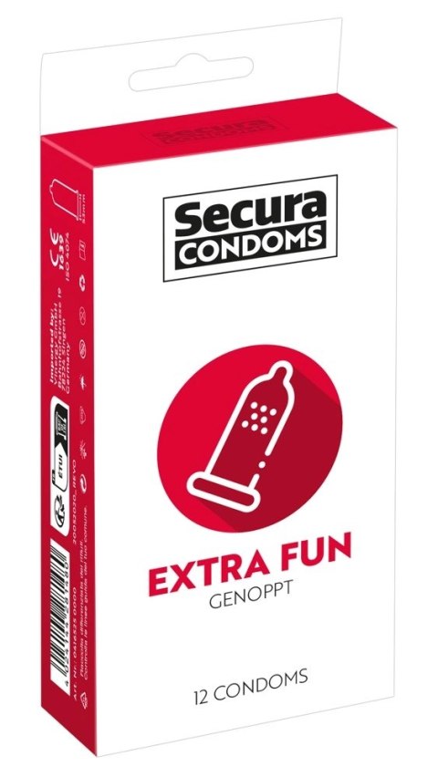 Secura Extra Fun prezerwatywy z wypustkami, 12 sztuk, silikonowa powłoka