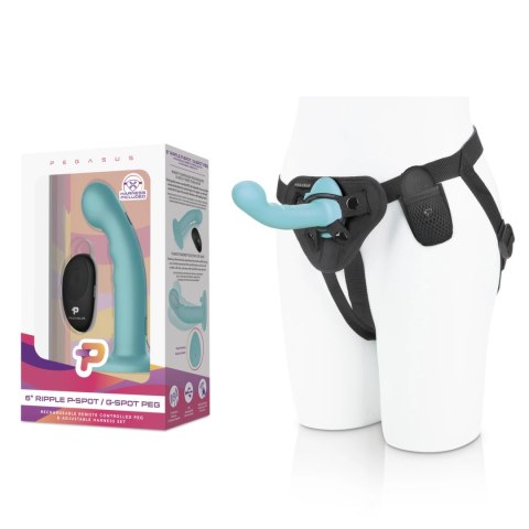 Pegasus Zakrzywiony Wibrator Silikonowy z Pilotem i Uprzężą 15cm