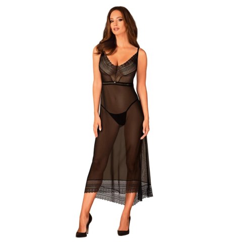 Obsessive Estiqua długa sukienka czarna XS/S, koronka i zawieszka