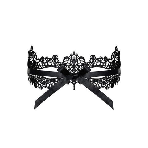 Obsessive A701 Czarna maska koronkowa z satynowymi wstążkami One Size