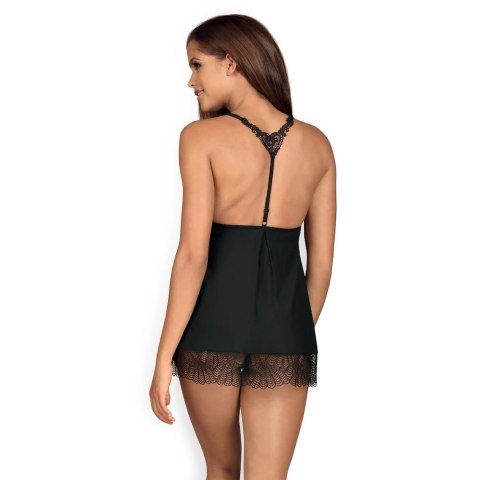 Obsessive Chiccanta Babydoll Czarna S/M z Regulacją i Stringami