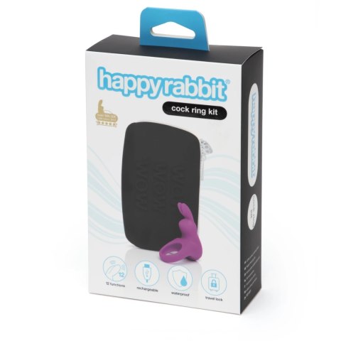 Happy Rabbit Fioletowy Pierścień Wibrujący USB z Etui Silikonowy