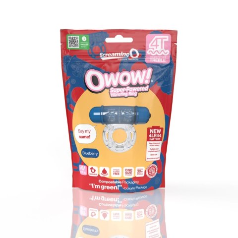 The Screaming O 4T OWow pierścień wibracyjny SEBS niebieski, wodoodporny