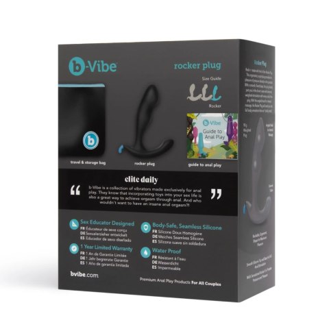 B-Vibe Rocker Plug Czarny - ergonomiczna maszyna intymna z obciążeniem 90g