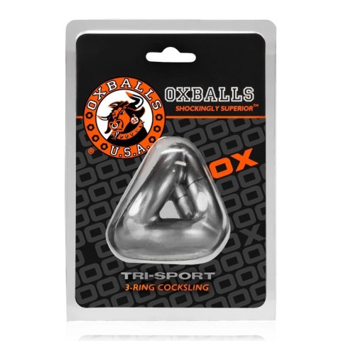 Oxballs Tri-Sport pierścień intymny 3w1 srebrny FLEX-TPR