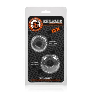 Oxballs Truckt 2-pack pierścienie intymne SKINFLEX-TPR przezroczyste S/L