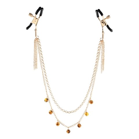 Sportsheets Amber Chain - Regulowane zaciski z bursztynowym łańcuszkiem