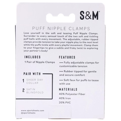 Sportsheets S&M Zaciski z Futerkiem - Regulowane, Komfortowe Końcowki